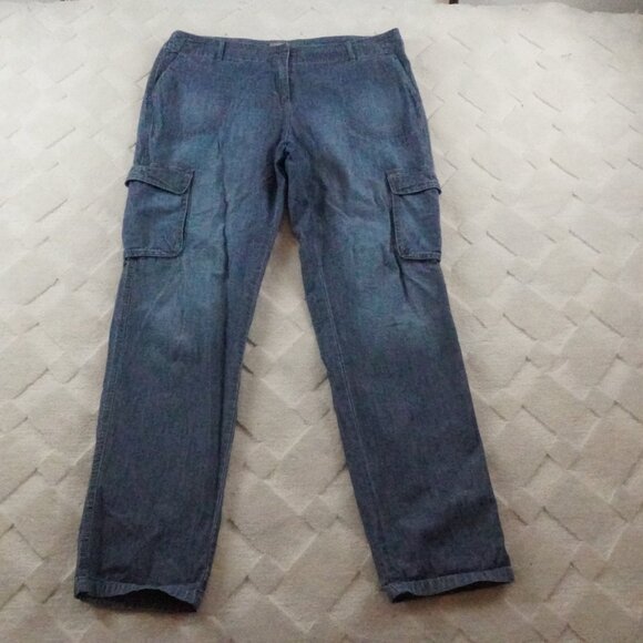 JJill Cargo Chambray Pants Womens 16 Blue Stretchy - Picture 1 of 9